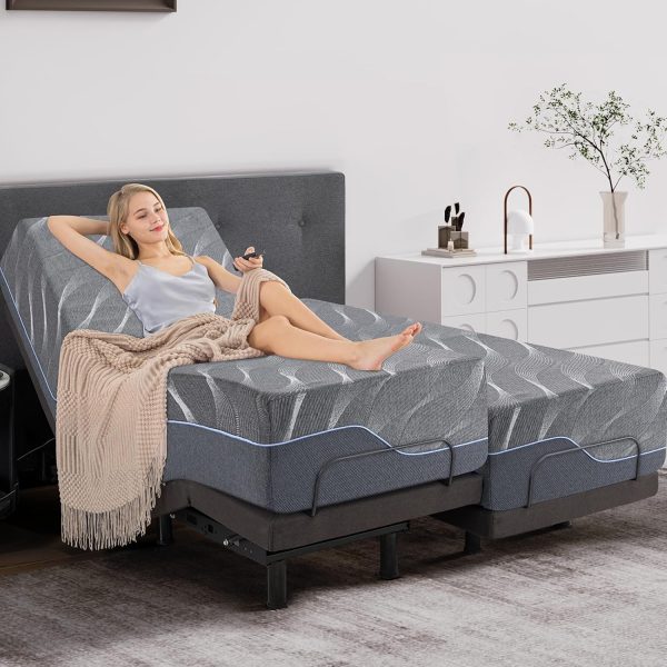 Adjustable Bed Frame & Mattress - Grey Gel Memory Foam